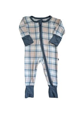 🇨🇦 The Sleepy Sloth Bamboo Blue Plaid Zippy Newborn (fits‎ generously)